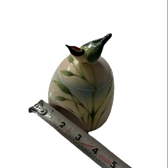 Vintage Franz creamer Ceramic Bird Decor with Green and Cream Design - Picture 7 of 9